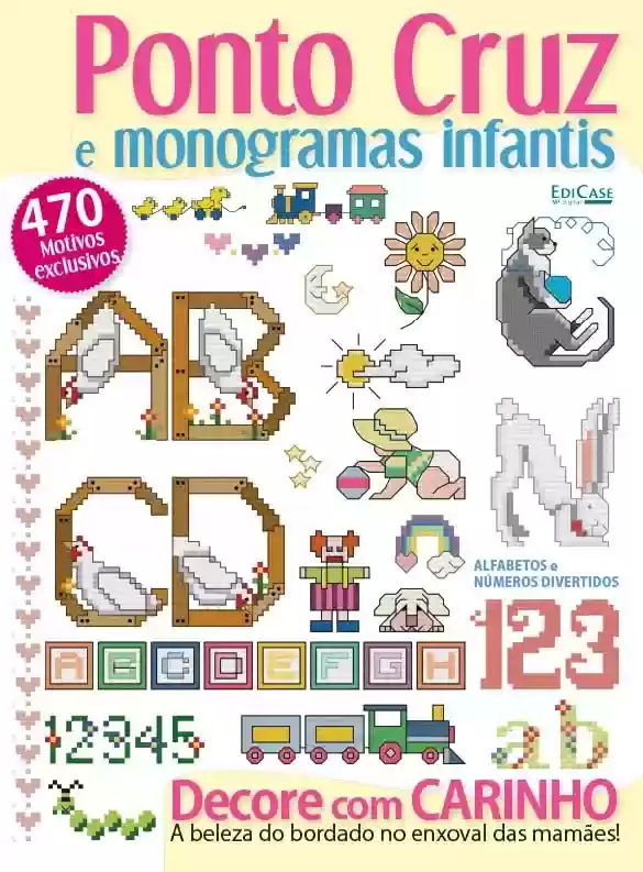 Livro PDF: Artesanato Simples - 24/01/2022 - Ponto Cruz e Monogramas Infantis (EdiCase Publicações)